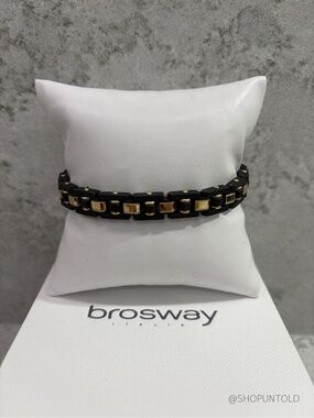 BROSWAY — LINK BRACELET — BLACK & GOLD